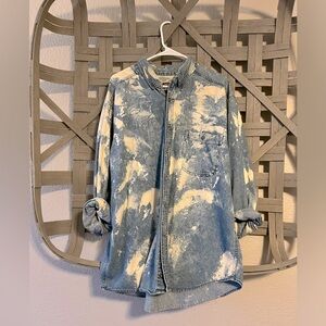 Free People oversized distressed button down jacket shacket top